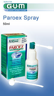 Paroex Spray bei Zahnfleischproblemen und zur Verhinderung der Neubildung von Plaque, Copyright by dentifix Prophylaxe. Kopie verboten!